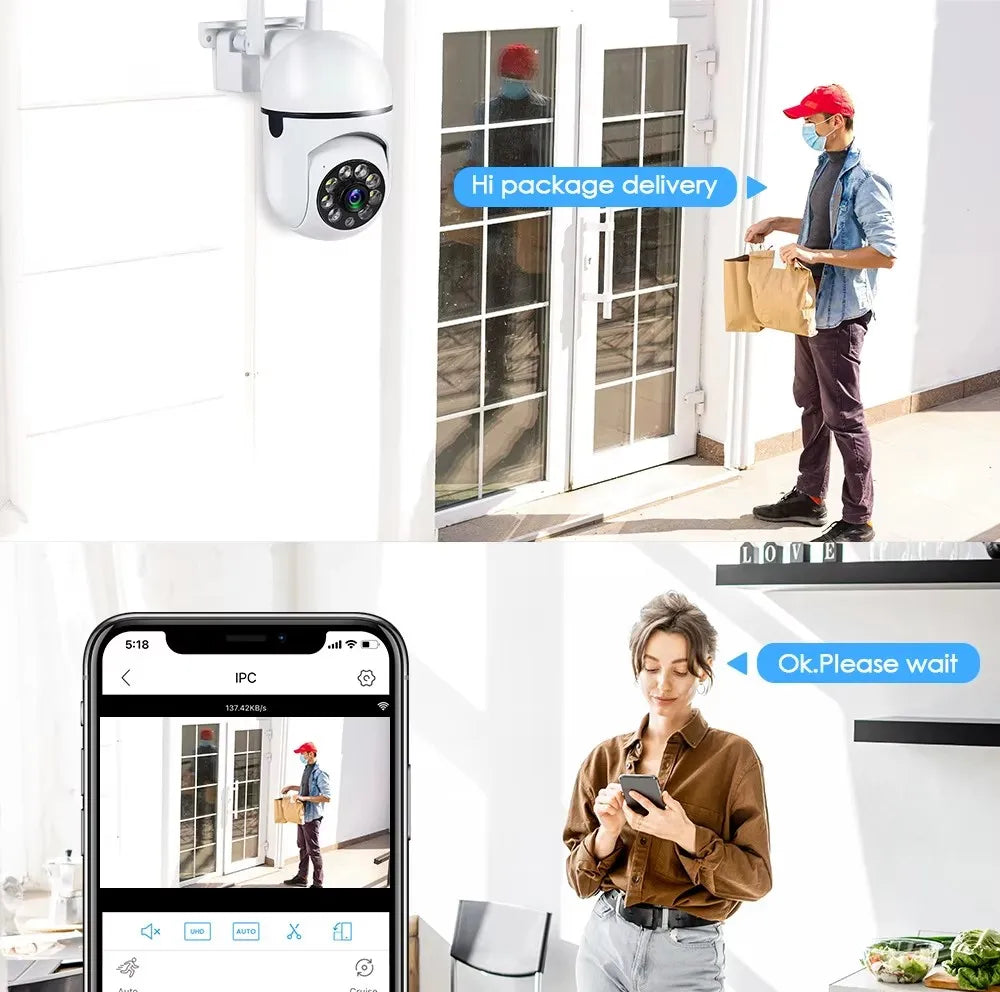Wifi IP Wireless Security Surveillance PTZ Camera 4X Zoom Cameras Tracking Two-way Audio HD Night Color Cam