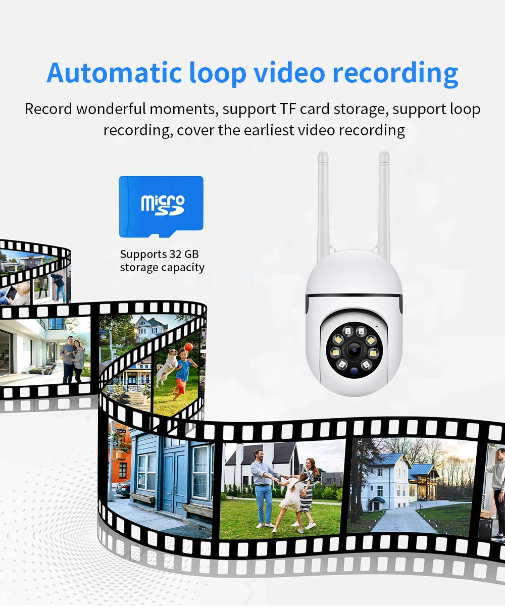 Wifi IP Wireless Security Surveillance PTZ Camera 4X Zoom Cameras Tracking Two-way Audio HD Night Color Cam