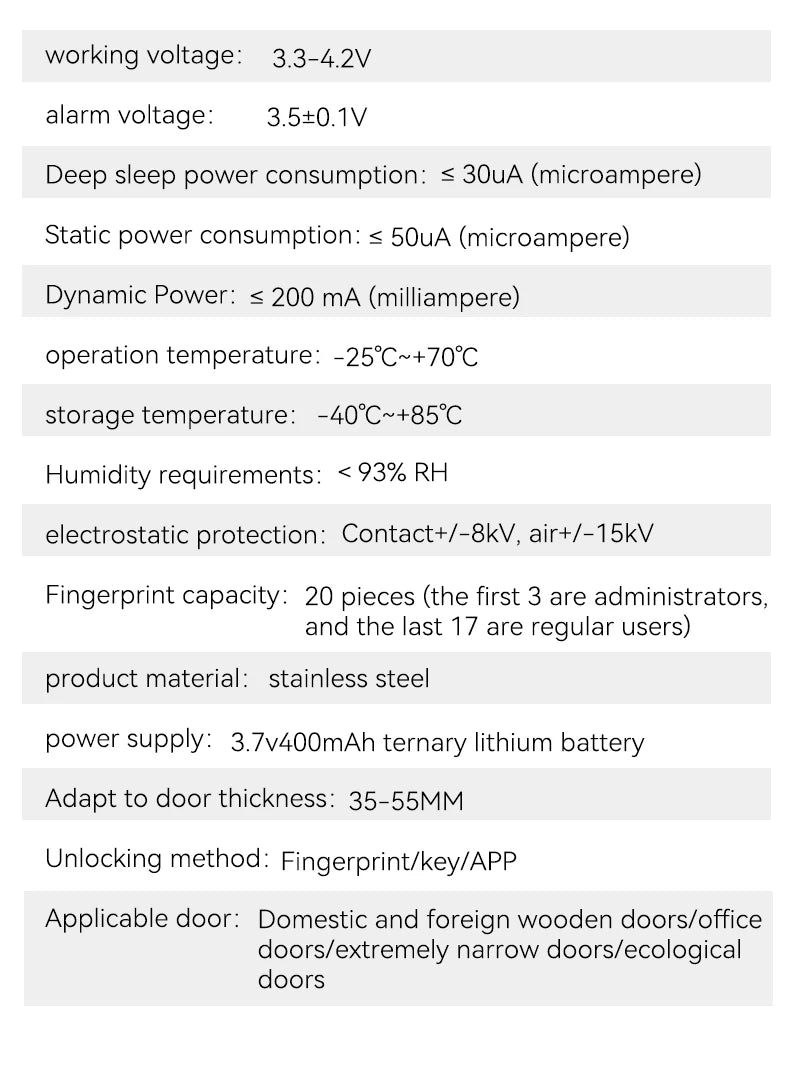 XSDTS Tuya App Fingerprint Smart Lock with Bluetooth Digital Door Lock Keyless Entry Home House Apartment