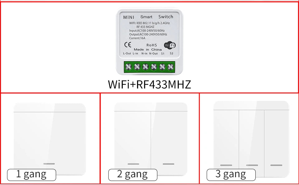 Tuya Smart WiFi Switch For Lighting RF 433MHz Wireless Switch Smart Life APP Voice Control Work With Alexa Google Home Alice