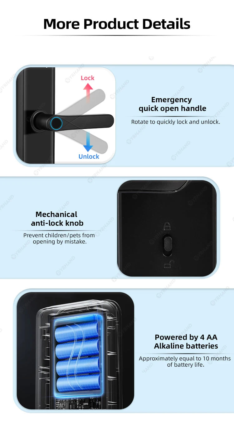 Tuya Wifi Smart Lock Electronic Digital Lock Featuring Biometric Fingerprint Recognition Camera Smart Card&Password Key Unlock