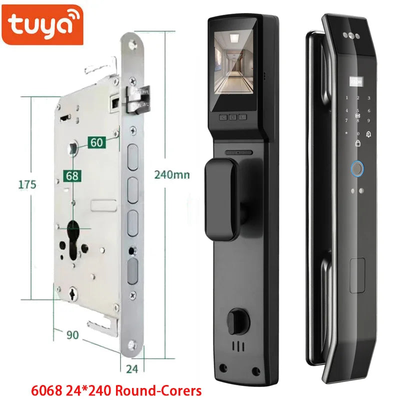 Tuya 3D Face Real-time Intercom Smart Door Lock Security Camera Intelligent Fingerprint Password Biometric Electronic Key Unlock