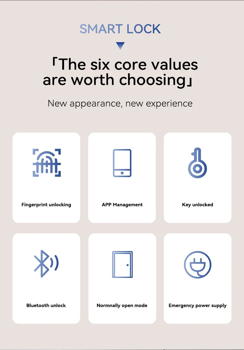 XSDTS Tuya App Fingerprint Smart Lock with Bluetooth Digital Door Lock Keyless Entry Home House Apartment
