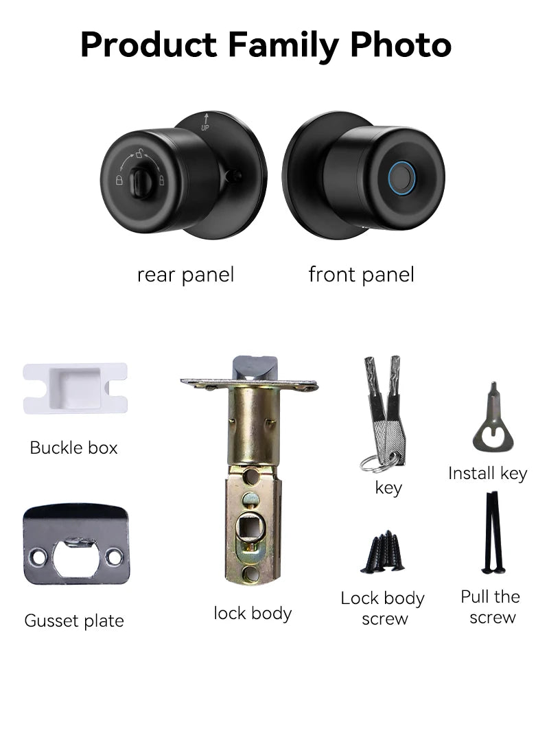 XSDTS Tuya App Fingerprint Smart Lock with Bluetooth Digital Door Lock Keyless Entry Home House Apartment