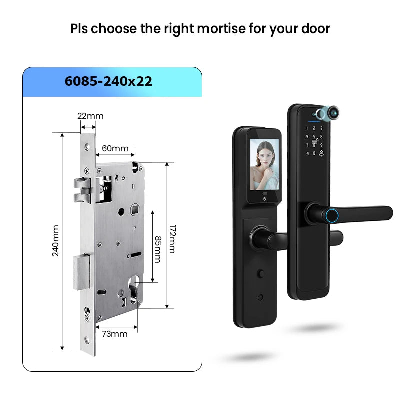 Tuya Wifi Smart Lock Electronic Digital Lock Featuring Biometric Fingerprint Recognition Camera Smart Card&Password Key Unlock