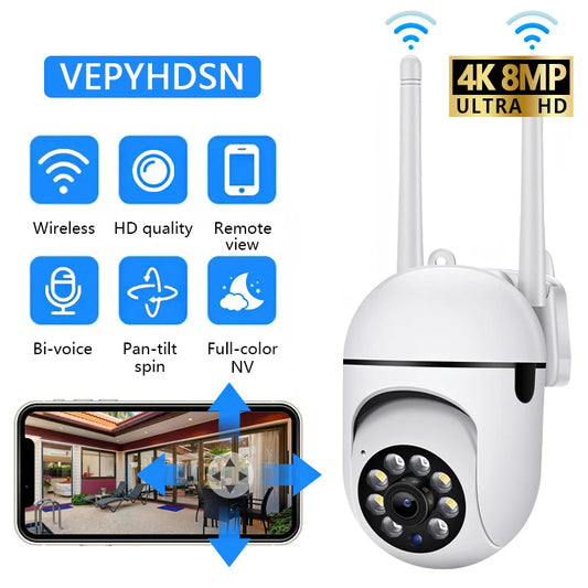 Wifi IP Wireless Security Surveillance PTZ Camera 4X Zoom Cameras Tracking Two-way Audio HD Night Color Cam