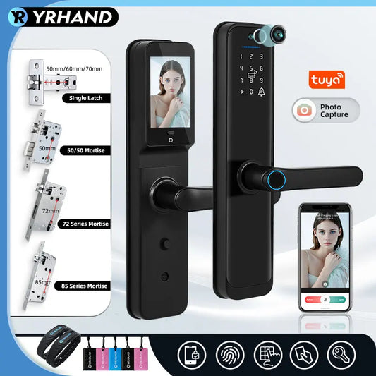 Tuya Wifi Smart Lock Electronic Digital Lock Featuring Biometric Fingerprint Recognition Camera Smart Card&Password Key Unlock